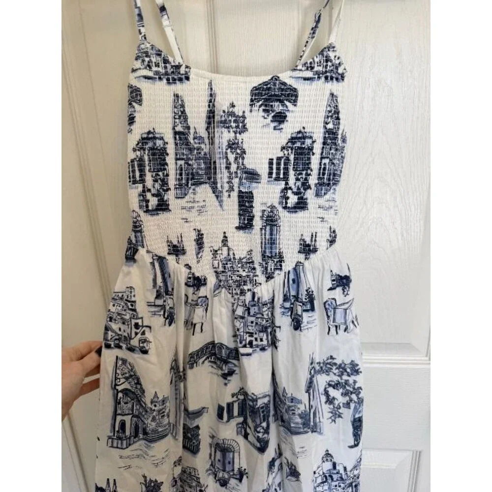 NWT Abercrombie & Fitch Women's Dipped-Waist Smocked Midi Dress